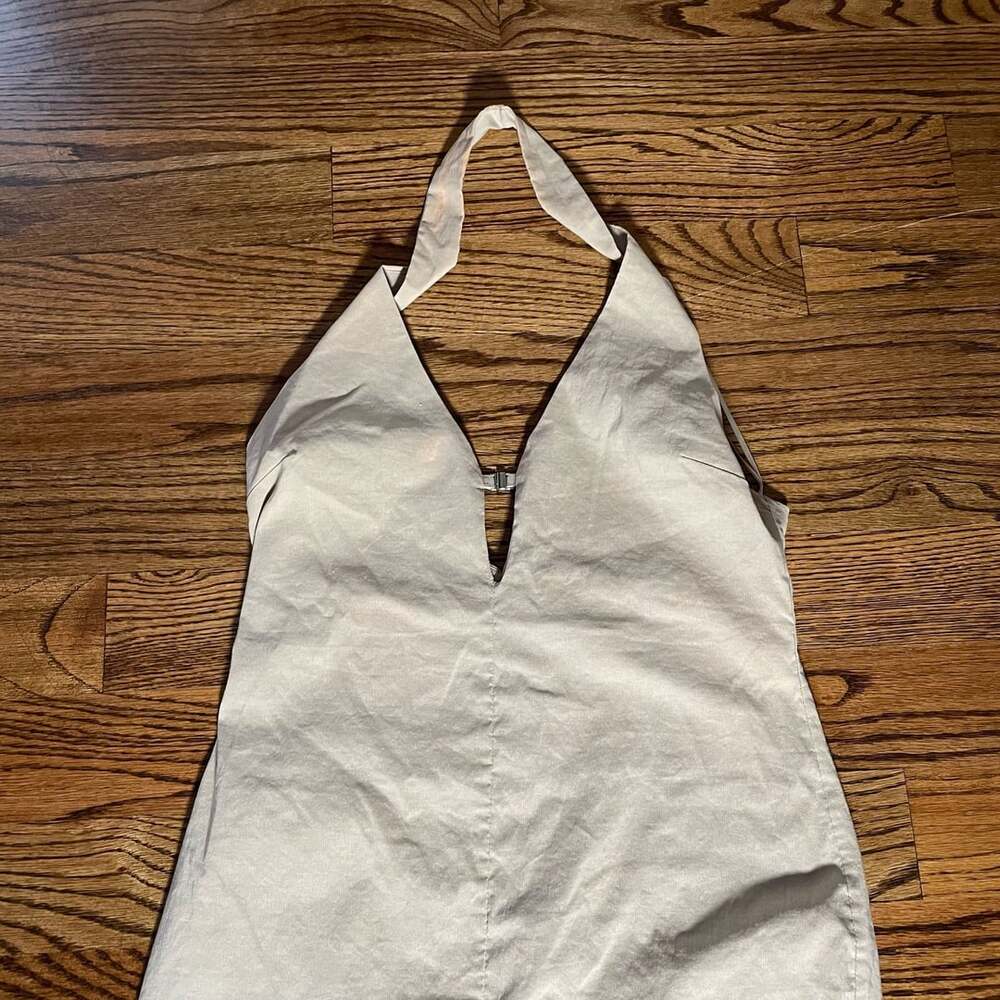 Zara Halter Neck Dress Size XL Beige Midi Maxi